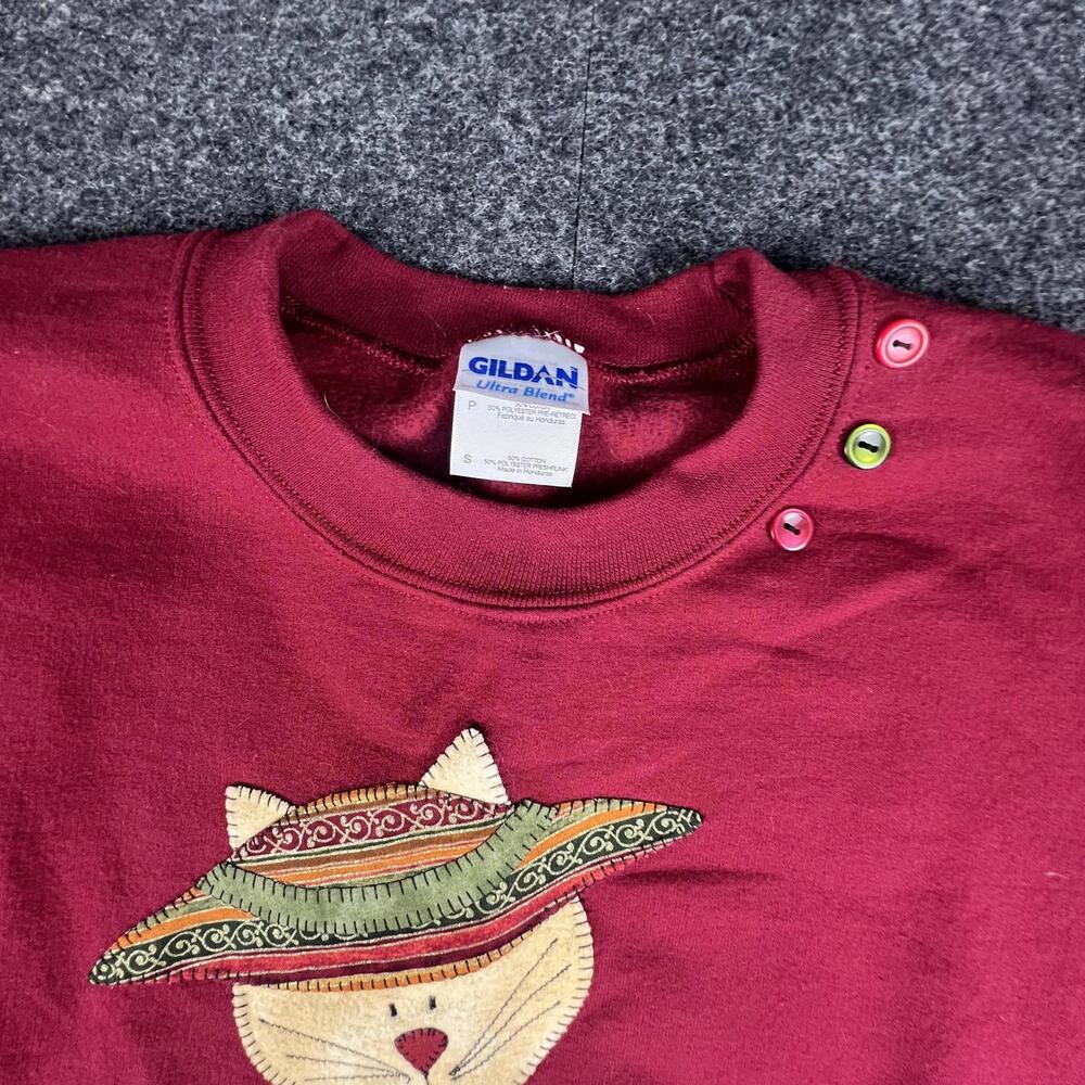Red Cat Applique Sweatshirt Size S - Picture 2 of 5